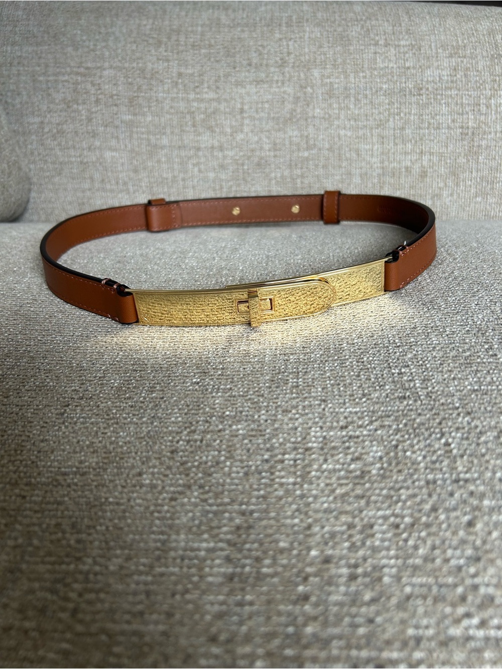 Ralph Lauren Twist Lock Skinny Brown Leather Belt
